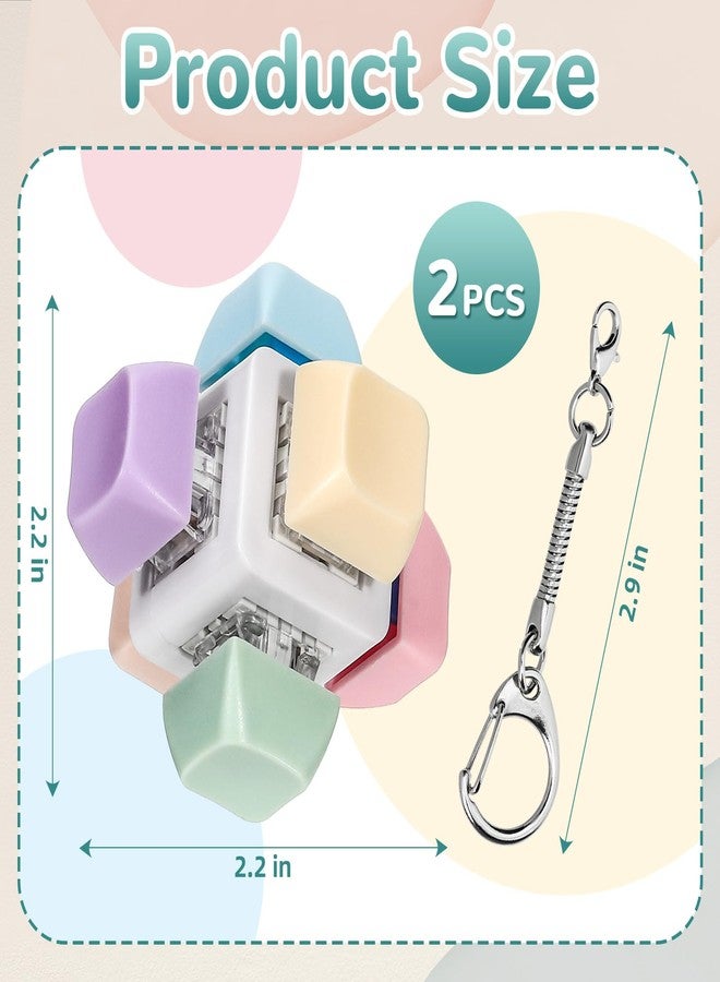 DEARIDAP 2 Pcs Cube Keyboard Fidget Toy, Keyboard Keychain Decompression Toys, Push Bubble Button Sensory Gifts for Stress and Anxiety Relieve (Macaron Colors) - Image 2